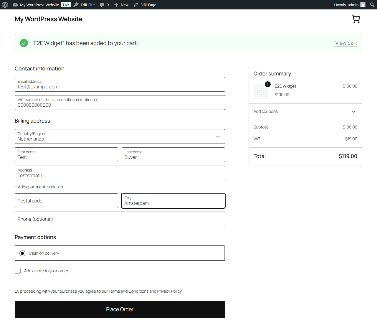 Invalid VAT number at block checkout, VAT kept